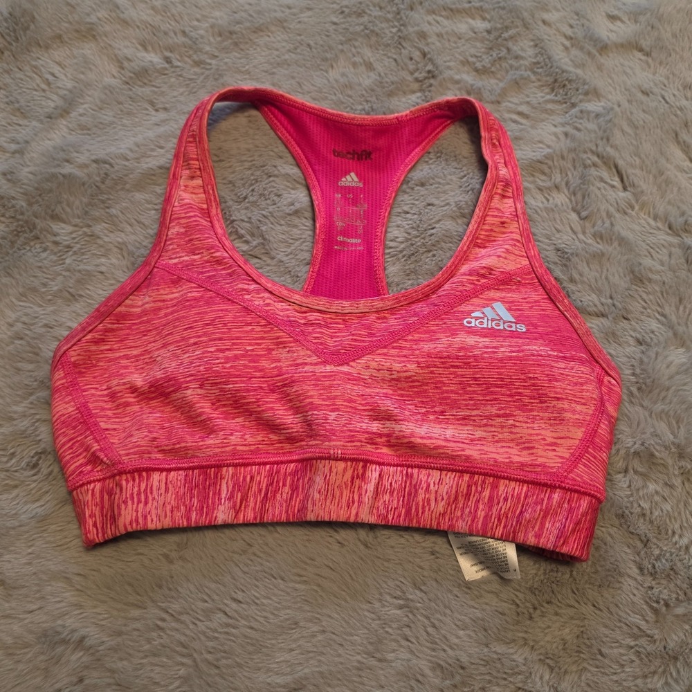 Adidas Techfit Climalite Space Dye Racerback Sports Bra Pink Small S
